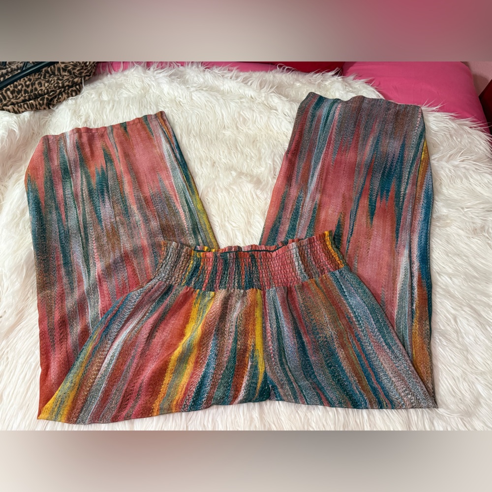 Colorful Striped Silky Pants